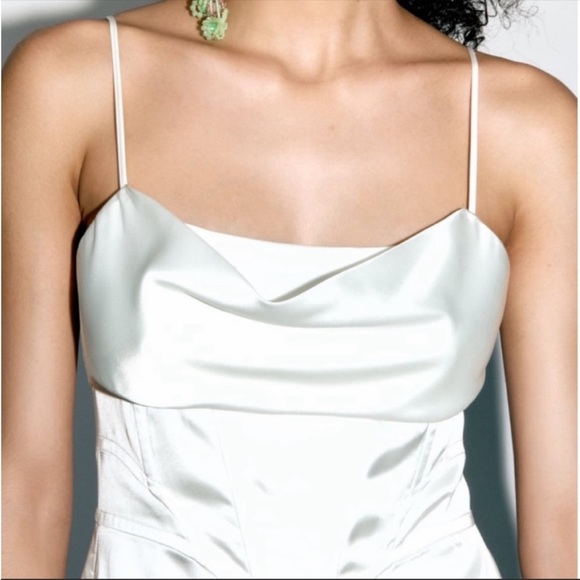 Zara White Corset Satin Effect Dress - Picture 5 of 13